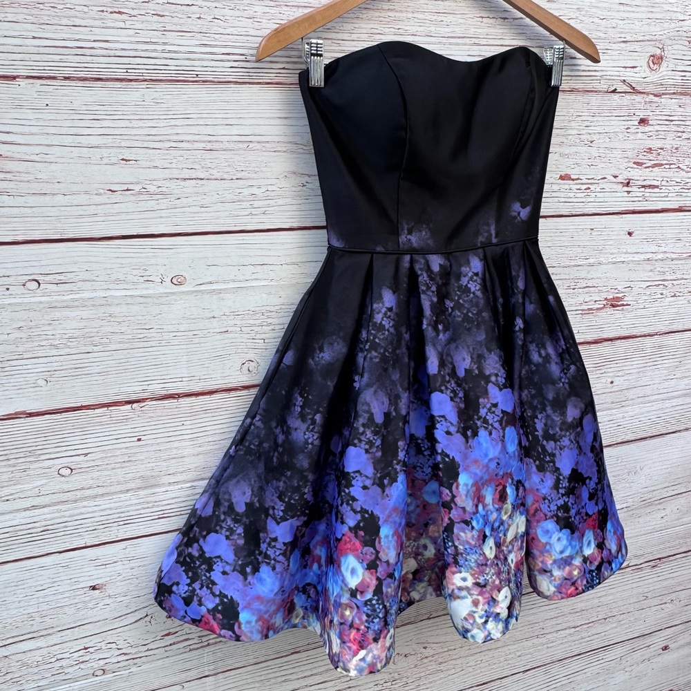 Betsy & Adam Printed Strapless Fit & Flare Dress Sz 2 - Picture 8 of 16
